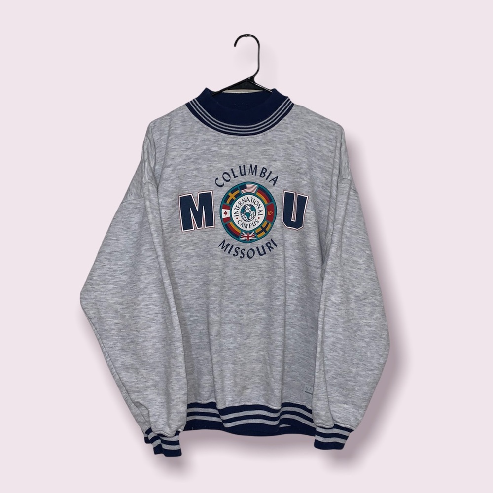 Vintage XL Columbia Missouri Mock-Neck Sweatshirt